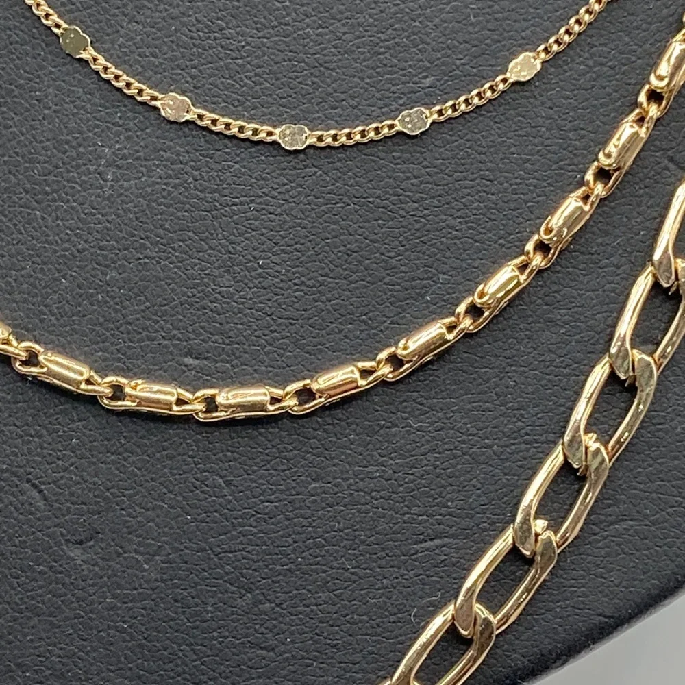 Triple Chain Multi Gold Tone Finish Lobster Claw‎ 18